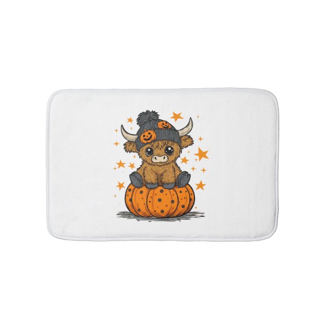 Alfombrilla De Baño Vaca Retro Halloween Highland (Anverso)