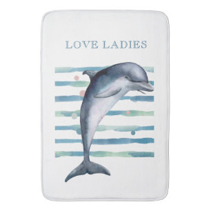 ALFOMBRILLA DE BAÑO VACACIONES DE LA PLAYA DE DOLPHIN ART WATERCOLOR