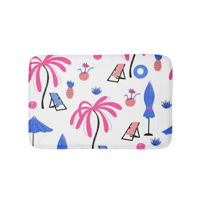 Alfombrilla De Baño Vacaciones de verano: Patrón de piñas de palmeras (Anverso)