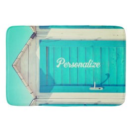 Alfombrilla De Baño Vacaciones frente a la playa Cabana turquesa blanc