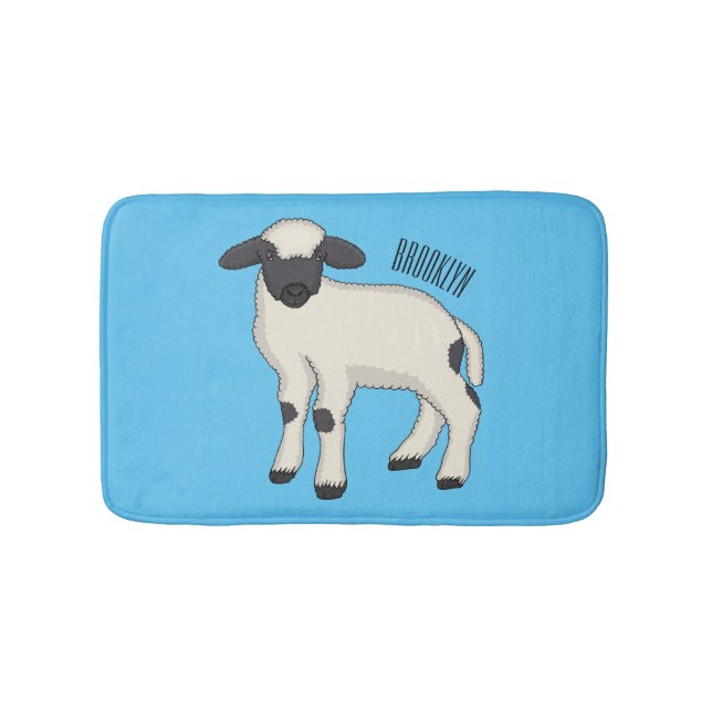 Alfombrilla De Baño Valais Blacknose ilustracion personalizado ovino (Anverso)