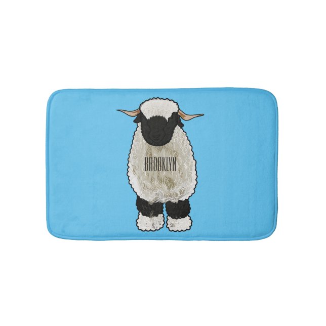 Alfombrilla De Baño Valais Blacknose ilustracion personalizado ovino (Anverso)