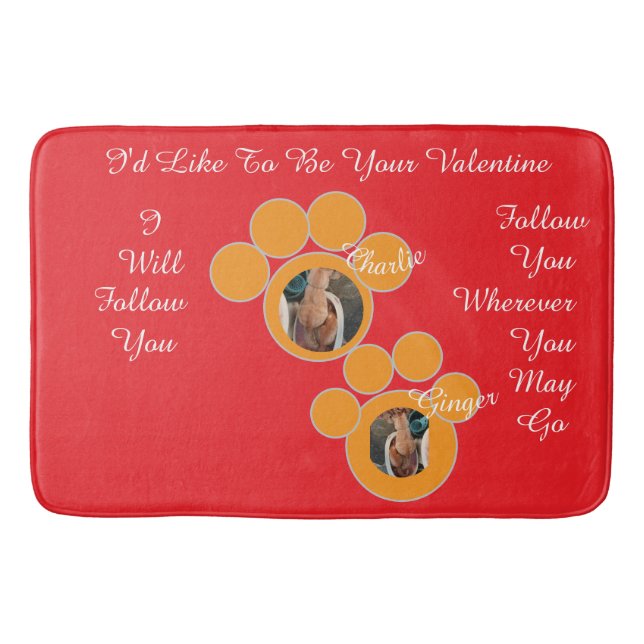 Alfombrilla De Baño Valentine's Cat Pawprint Humor Cat Photo (Anverso)