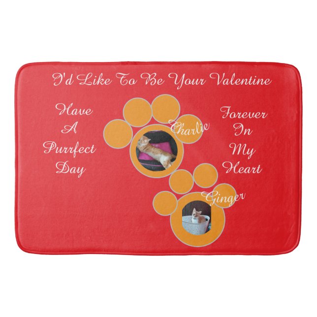 Alfombrilla De Baño Valentine's Cat Pawprint Humor Cat Photo (Anverso)