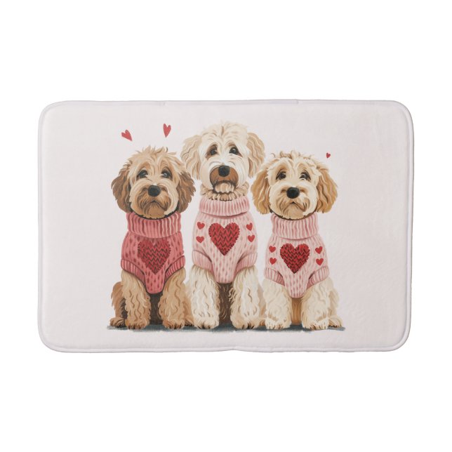 Alfombrilla De Baño Valentines Goldendoodle Dogs (Anverso)