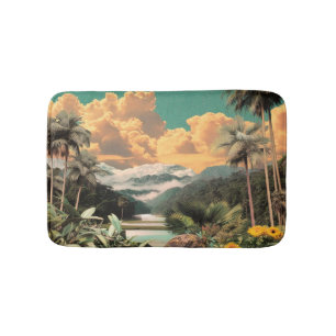 Alfombrilla De Baño Valle Tropical Surrealista con Palmeras