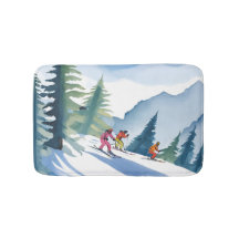 Vamos a Esquiar | Pintura en Acuarela de Invierno