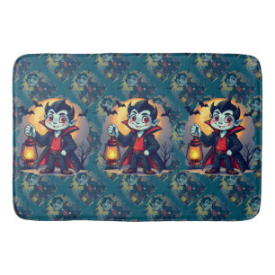 Alfombrilla De Baño Vampiro lindo con Halloween con linterna Kawaii