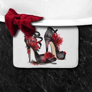 Alfombrilla De Baño Vampy Fashion Stilettos de ánkle trapos con Rosa