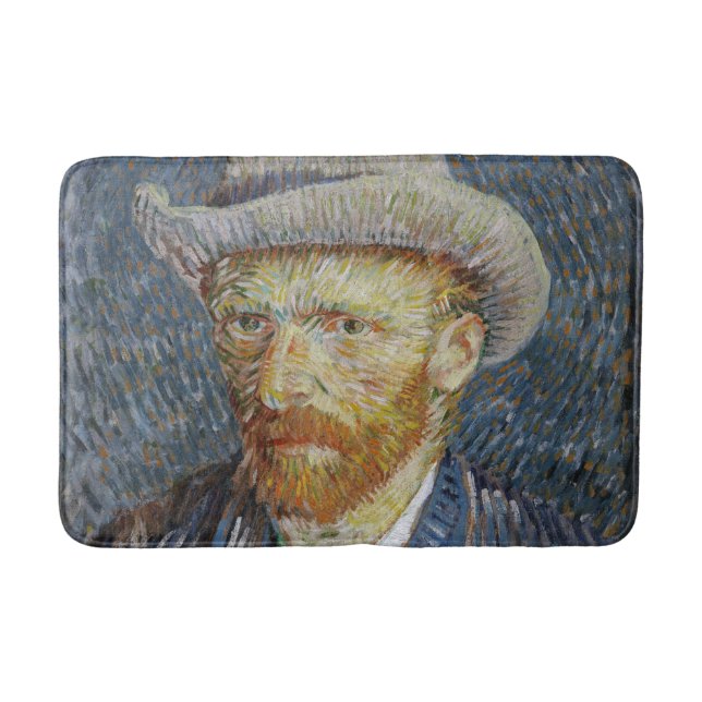 Alfombrilla De Baño Van Gogh Autoretrato Gray Felt Gorra Pintura (Anverso)