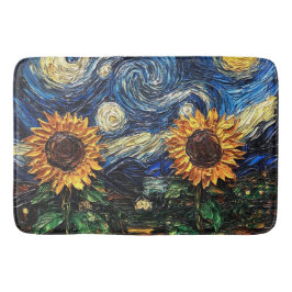 Alfombrilla De Baño Van Gogh girasoles y noche estrellada