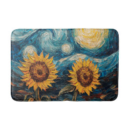 Alfombrilla De Baño Van Gogh girasoles y noche estrellada