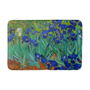 Alfombrilla De Baño Van Gogh irisa el azul floral del vintage