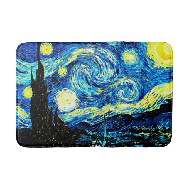 Alfombrilla De Baño Van Gogh - Noche estrellada, pintura famosa (Anverso)