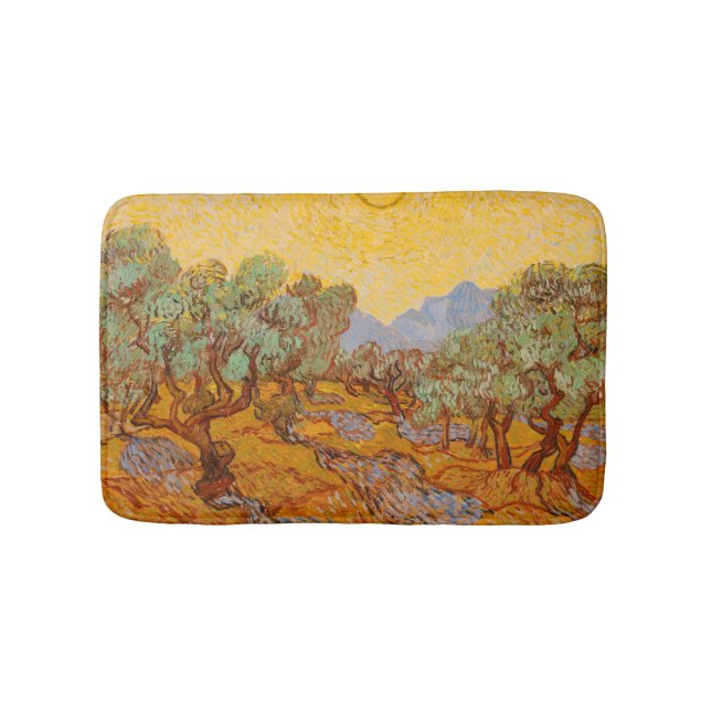 Alfombrilla De Baño Van Gogh Olive Trees cielo amarillo (Anverso)
