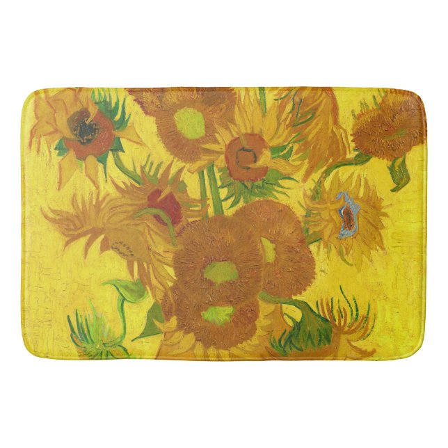 Alfombrilla De Baño Van Gogh Quince Girasoles En Un Bella Artes De Vas (Anverso)