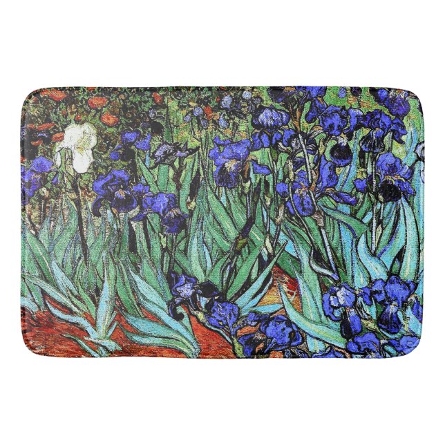 Alfombrilla De Baño Van Goghs Irises florece la estera de baño floral (Anverso)