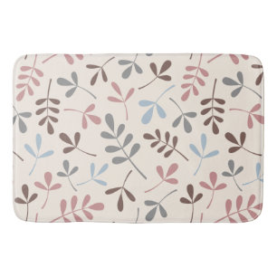Alfombrilla De Baño Variadas hojas Gris Taupe Azul Crm Ptn Rosa