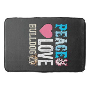 Alfombrilla De Baño Vector Perro Bulldog Paz Amor