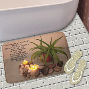 Alfombrilla De Baño Velas de Aloe y Piedras del Río Cita de Felicidad