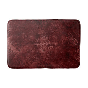 Alfombrilla De Baño Velvety Henna Damask Grunge con angustia roja