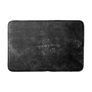 Alfombrilla De Baño Velvety Onyx Damask Black Vampy Grunge Baroque