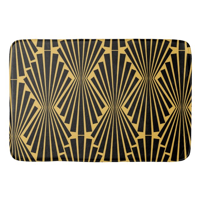 Alfombrilla De Baño Ventiladores negros de estilo Art Déco (Anverso)