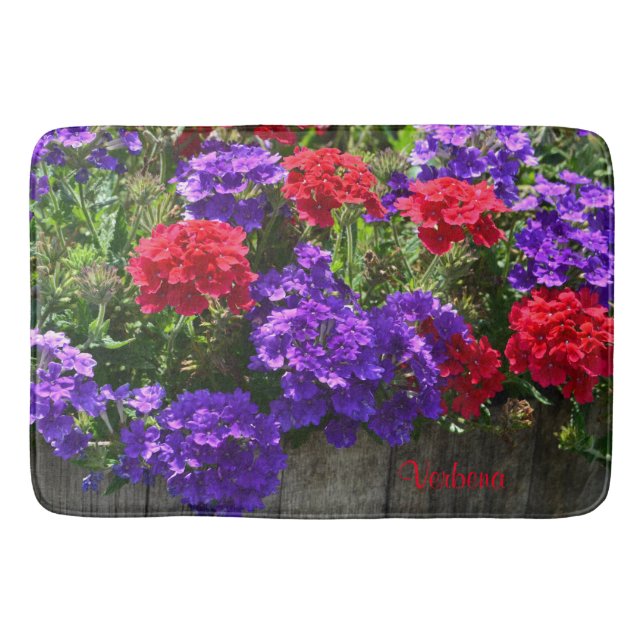 Alfombrilla De Baño Verbena morada y roja (Anverso)