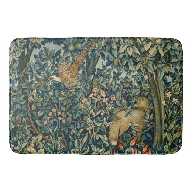 Alfombrilla De Baño VERDAD, ANIMALES FORESTALES Pheasant, Fox, Green F (Anverso)