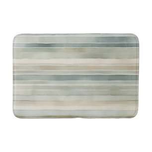 Alfombrilla De Baño Verde azulada franja afligida de crema verde azula