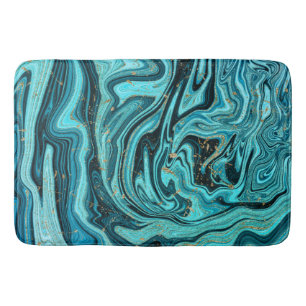 Alfombrilla De Baño Verde azulado Blue & Gold Moda Swirl Resumen moder