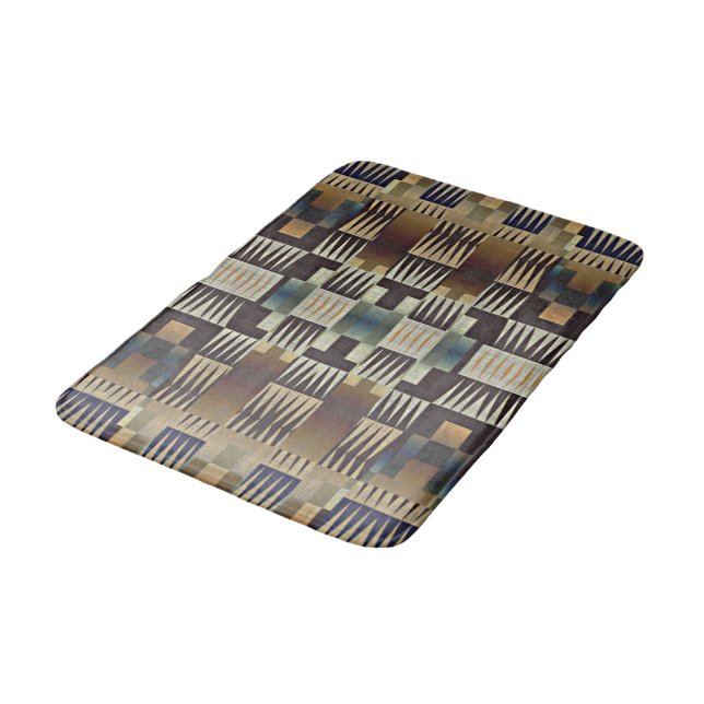 Alfombrilla De Baño Verde azulado Blue Tan Taupe Marrón Arte de Mosaic (Angular)