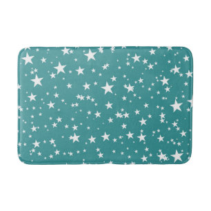 Alfombrilla De Baño Verde azulado con estrellas blancas