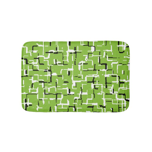 Alfombrilla De Baño Verde/Blanco/Negro Alegre Moderno (Anverso)