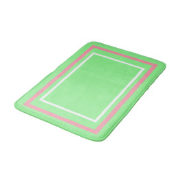 Alfombrilla De Baño Verde Blanco Rosa Geométrico