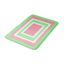 Alfombrilla De Baño Verde Blanco Rosa Geométrico