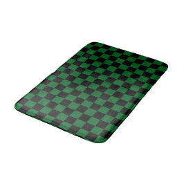 Alfombrilla De Baño Verde bosque con patrón de cuadrado negro