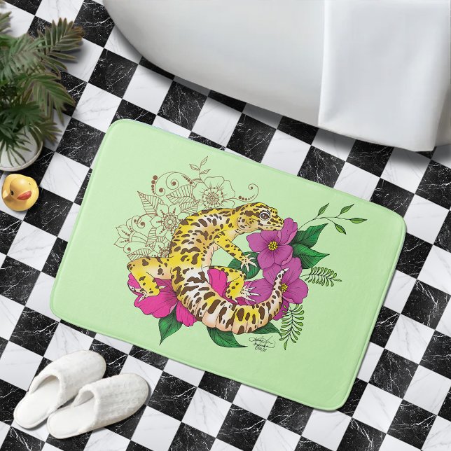 Alfombrilla De Baño Verde Gecko Amarillo Leopardo (Subido por el creador)