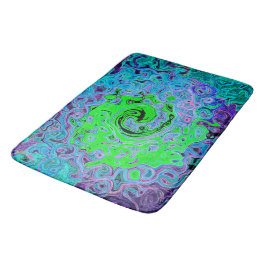 Alfombrilla De Baño Verde Lima Groovy Abstracto Retro Torbellino Líqui