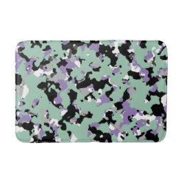 Alfombrilla De Baño Verde menta y camuflaje estampado en púrpura