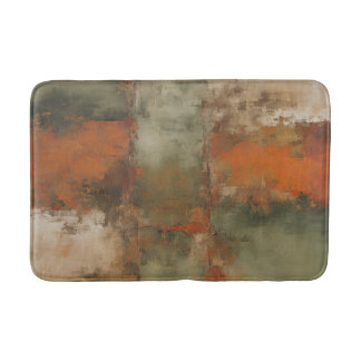 Alfombrilla De Baño Verde Oliva Salvia Naranja Quemada Abstracto Deter