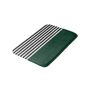 Alfombrilla De Baño Verde oscuro con rayas negras y blancas