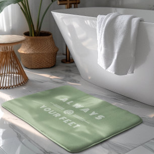 Alfombrilla De Baño Verde sabio y blanco siempre a tus pies