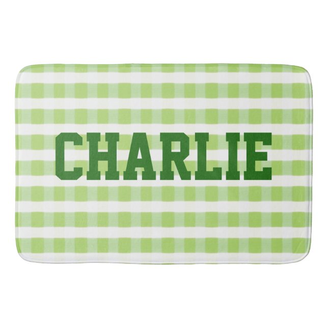 Alfombrilla De Baño Verde Y Blanco Cuadros (Anverso)