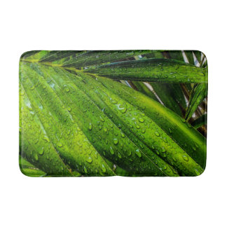 Alfombrilla De Baño Verdes tropicales con gotas de lluvia