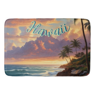 Alfombrilla De Baño Viaje de estilo vintage en Hawái Honolulu Mid-Paci