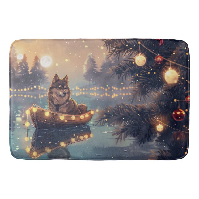 Alfombrilla De Baño Viaje festivo de Navidades de Lapphund finlandeses (Anverso)