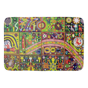Alfombrilla De Baño Viaje tribal maya mexicano de Boho del arte de