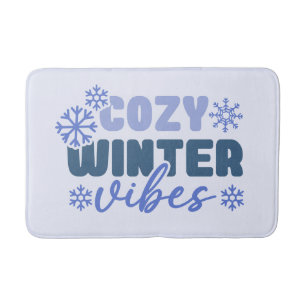 Alfombrilla De Baño Vibes de invierno acogedoras - Tipografía de copo