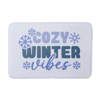 Alfombrilla De Baño Vibes de invierno acogedoras - Tipografía de copo 